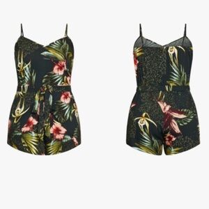 City Chic Leaf and Bird Print Playsuit